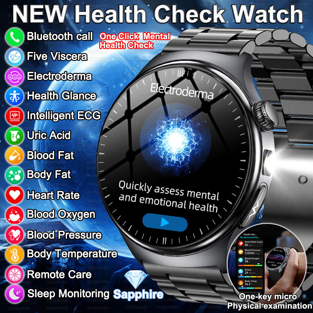 ใหม่หัวใจสุขภาพตรวจสอบ SmartWatch การวัดที่แม่นยํา ECG Heart Rate ความดันโลหิต Uric Acid สุขภาพสมาร์