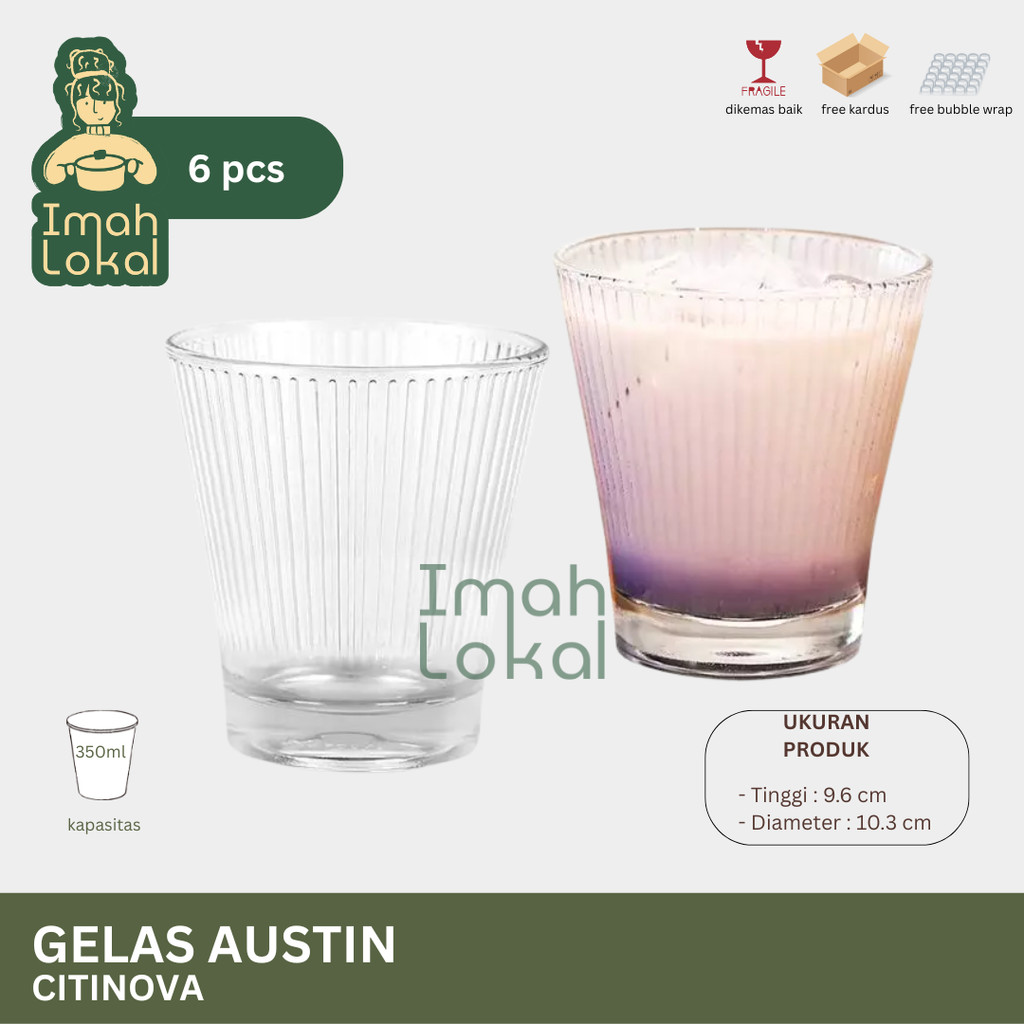 ถ้วยแก้ว Austin ขนาด 6 ชิ้น 350 มล. Citinova Motif - Matcha Cafe Modern Japanese Cups