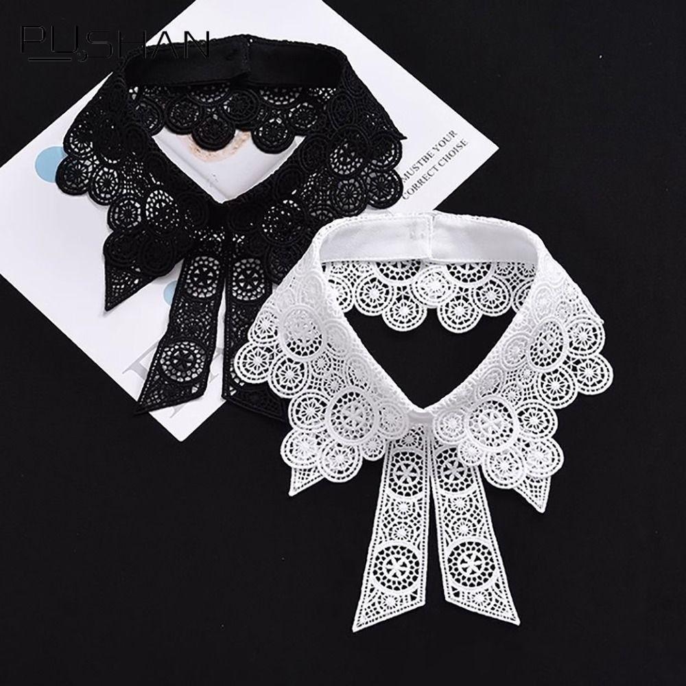 ปลอกคอดesignเรียบหรู กับลูกไม้ดอกไม้สีดำและขาว เพื่อเพิ่มสไตล์ให้เสื้อผ้าสำหรับผู้หญิงสามารถถอดได้ง่าย