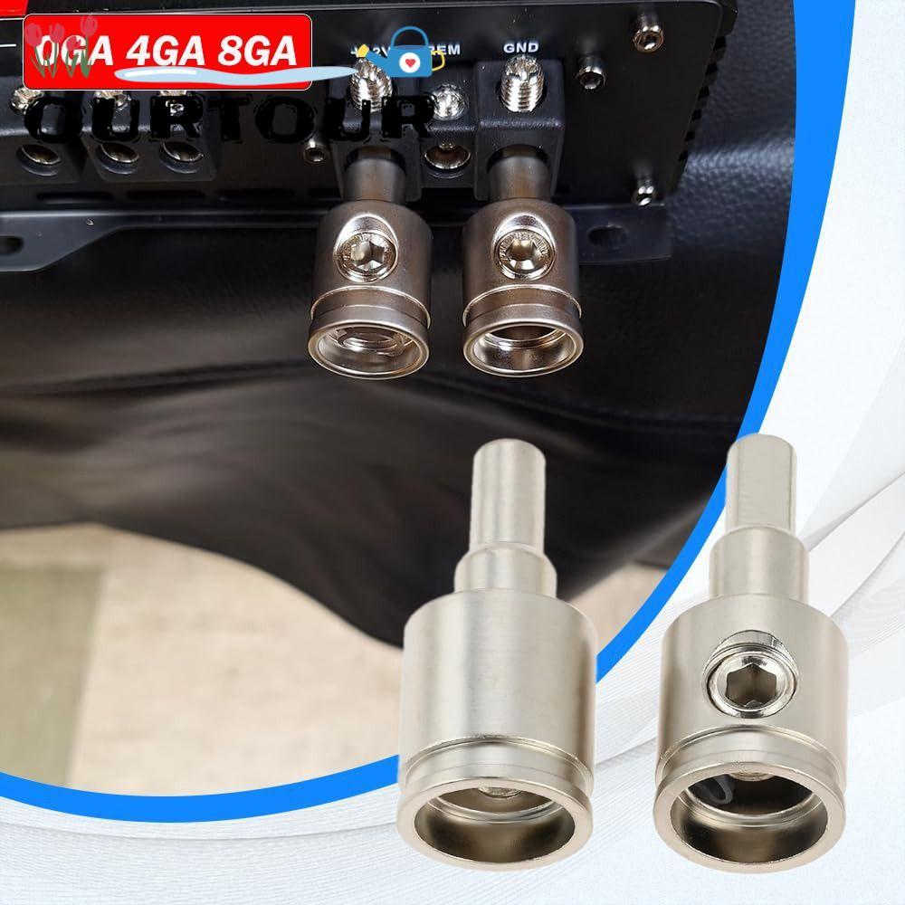 URTOUR ขั้วต่อเครื่องเสียงรถยนต์, 0GA 4GA 8GA Gold Silver Car Speaker Wire Terminal, ตัวลดลวดทองแดงบ