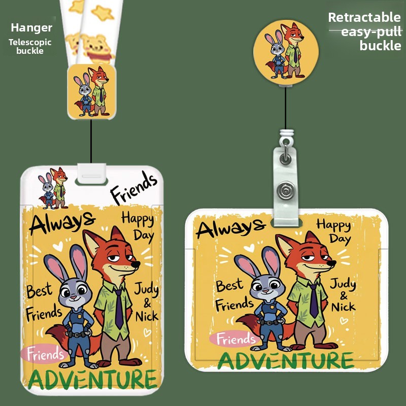 Nick Judyka holder Zootopia งานการ์ตูน ID badge คลิปแบบพับเก็บได้ บัตรอาหารนักเรียน บัตรวิทยาเขต โรงเรียนอนุบาล pick-up ฝาครอบป้องกันรถไฟใต้ดิน บัตรรถบัส