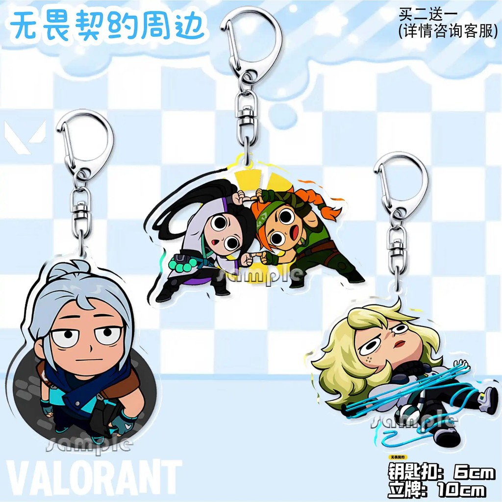 พวงกุญแจไมกา Valorant พร้อมตัวละครเกม Jett Sage Skye Gekko น่ารักจิบิสําหรับตกแต่งกระเป๋านักเรียนและ