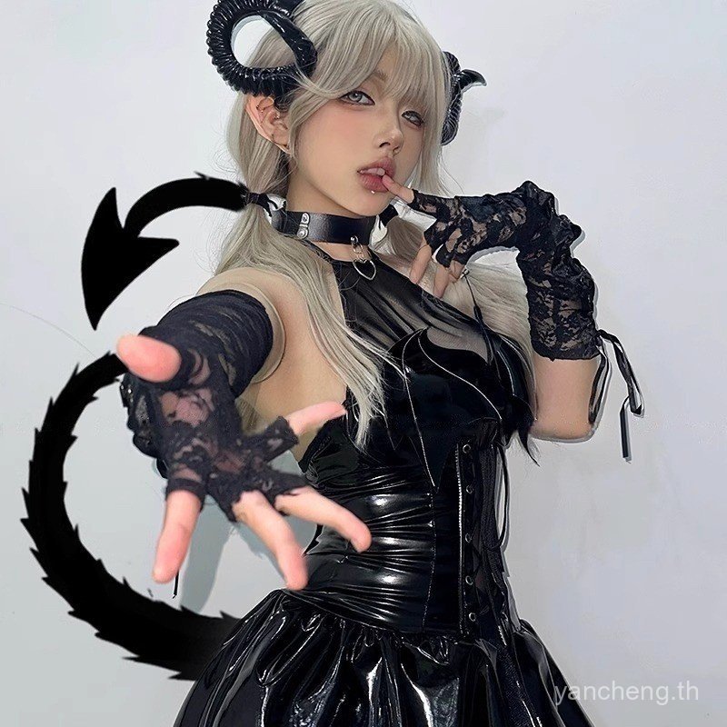 ชุดชั้นในเสื้อคลุม Halloween Sexy Succubus Lolita กระโปรงหนัง