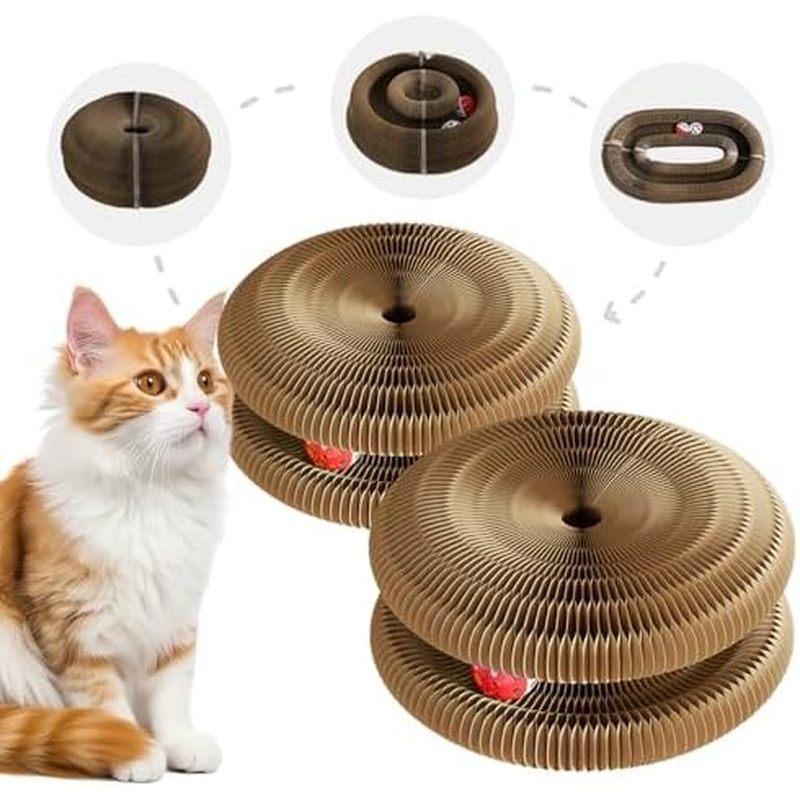 2 Pack Kitty Cat Toy, Cat Scratchers for Indoor Cats, Magic Organ Foldable Cardboard Cat Scratcher, 