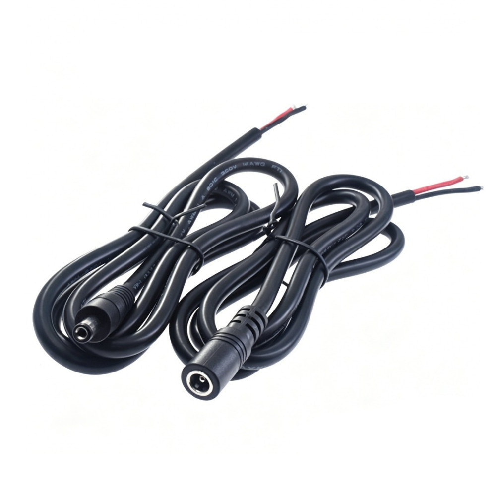 14AWG 5.5x2.1 มม.DC ชายหรือหญิงปลั๊กไฟสายเคเบิลแจ็คอะแดปเตอร์เชื่อมต่อสายไฟ DIY สําหรับกล้องวงจรปิด LED ความยาว 30 ซม.