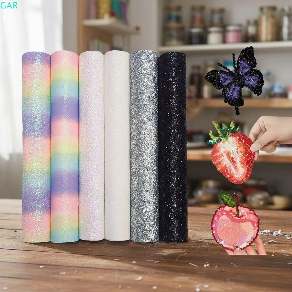 GAR 6 ชิ้น/เซ็ต Rainbow Glitter ผ้าอบ, Shining ฟิวส์ลูกปัดละลายผ้าอบ, ทนอุณหภูมิสูงไม่ติดนํากลับมาใช้ใหม่แผ่นรีดผ้าทนความร้อน