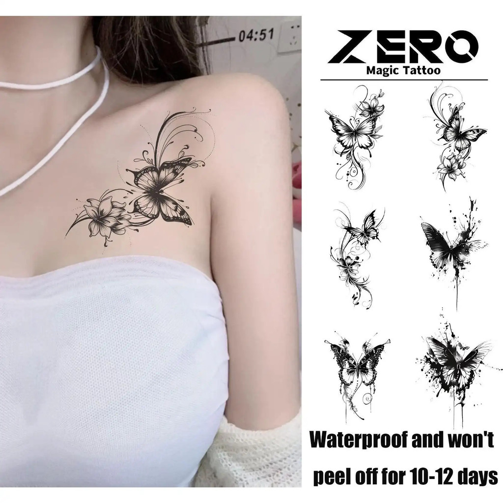 สติ๊กเกอร์รอยสักผีเสื้อกันน้ําและทนนาน 15 วัน สำหรับเพดานแขน