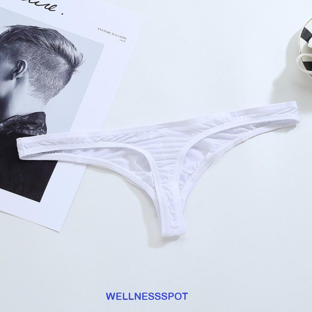 WellnessSpot ผ้าไหมน้ำแข็ง Thong กางเกงชั้นในผู้ชาย แบบโปร่งบาง สวมใส่สบาย ไซส์ใหญ่เอวต่ำ