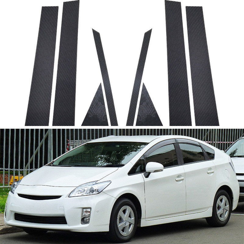 POSSBAY 8 ชิ้นสําหรับ Toyota Prius 2010-2015 คอลัมน์หน้าต่าง Trim ครอบคลุม B C-Pillar สติกเกอร์กลางเสาสติกเกอร์