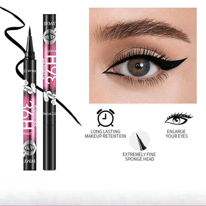 อายไลเนอร์ อายไลเนอร์สีดำ กันน้ํา เหงื่อ ไม่เลอะ ใช้ง่าย เม็ดสีสูง มืออาชีพ ติดทนนาน ปากกาอายไลเนอร์ B129