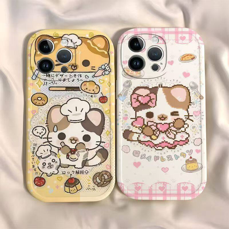 ขนม Chef ลูกแมวเหมาะสําหรับ iphone16 Apple 14promax เคสโทรศัพท์ 12 ผู้ชาย iX/XR/XSMAX นุ่ม Se2/3 รวม