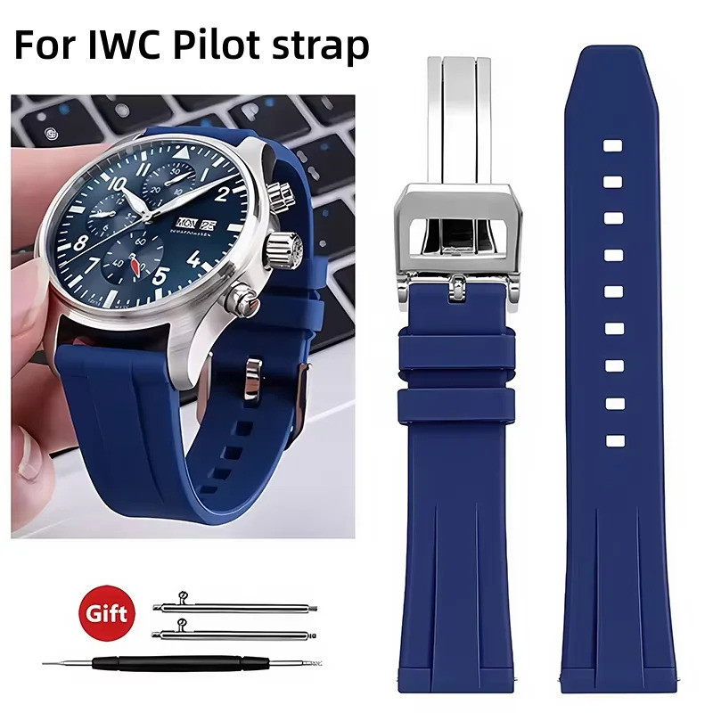 For IWC Pilot Mark 18 Portofino Portugal 20 21 22mm Silicone watch strap sport waterproof rubber Wat