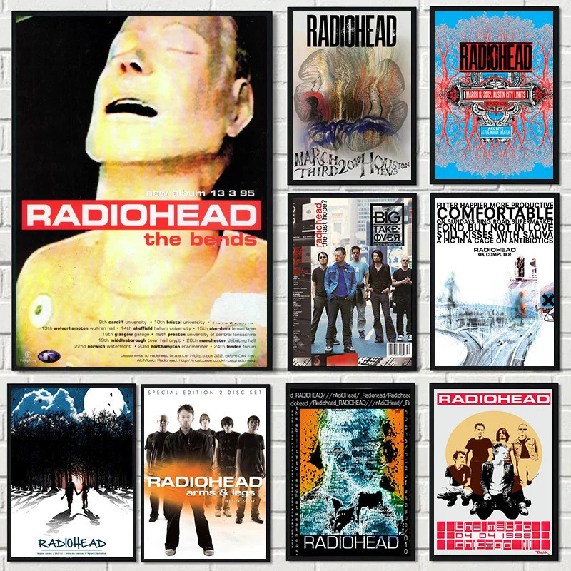Rock Band Radiohead Music Art โปสเตอร์บนผนัง Retro OK คอมพิวเตอร์อัลบั้มผ้าใบภาพวาด Wall Art Home De
