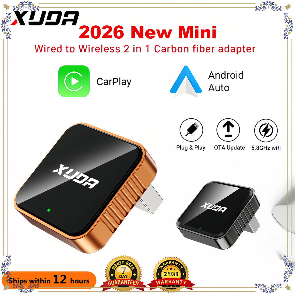 【XUDA】2026 Wireless CarPlay & Android Auto Adapter | Plug & Play ไร้สาย | อะแดปเตอร์ไร้สาย WIFI 5G รุ่นใหม่ BT WiFi รองร