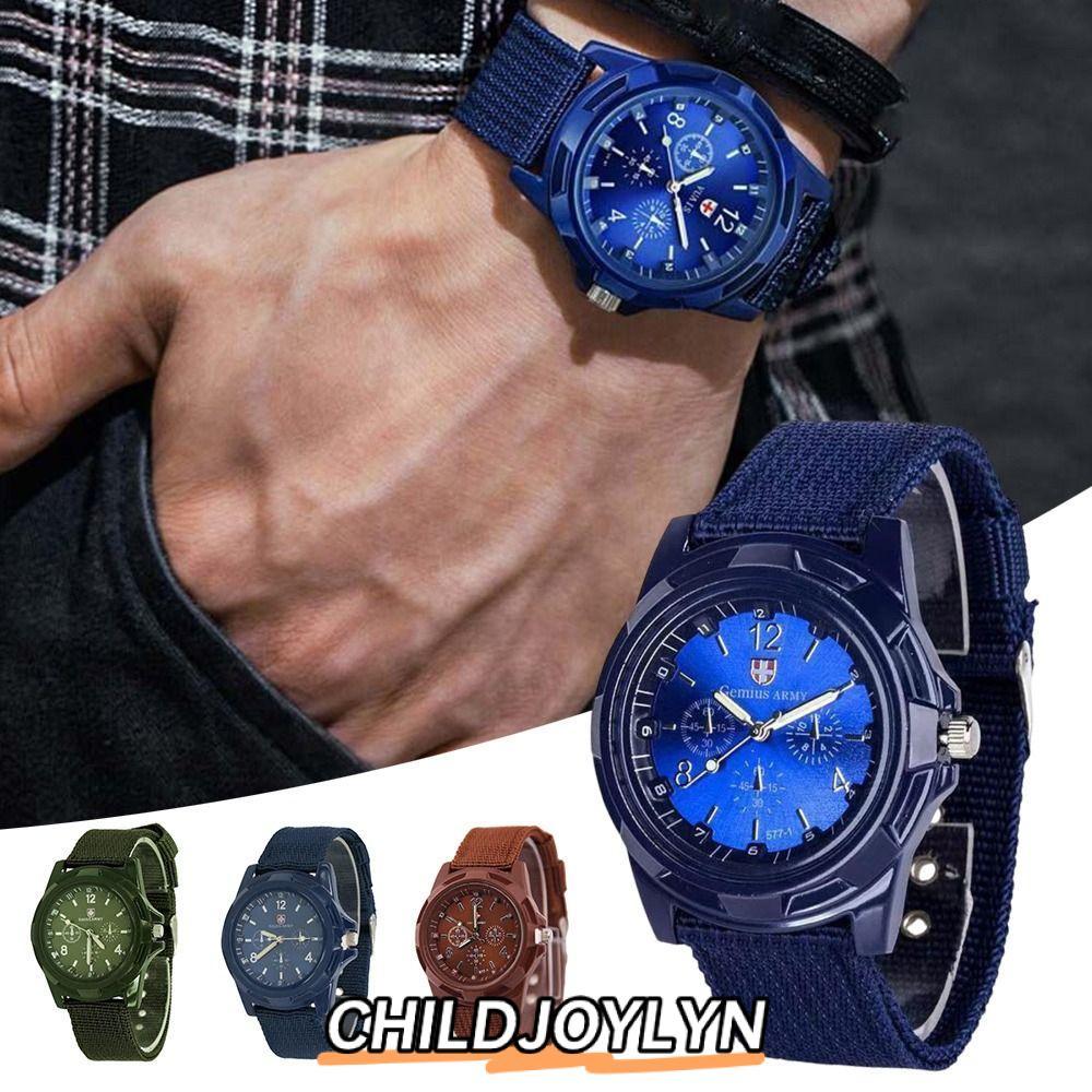 CHILDJOYLYN Gemius Swift Watch, Nylon Braided Strap Night Light Sports Watch, Simple Designทอ Band Swiss Quartz Watch กิจกรรมกีฬา