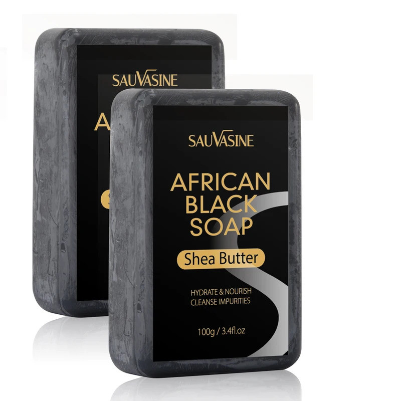 100g AFRICAN BLACK SOAP Shea Butter Bar Moisturizing Acne Treatment Cleanser สําหรับ Clear Skin Care