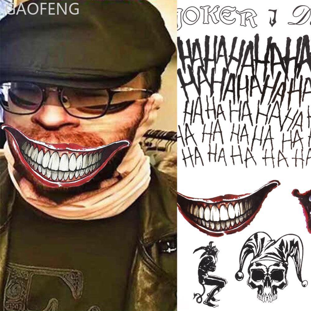 ชุดสติกเกอร์ Temporary Tattoo ฮัลโลวีนธีม Batman และ Joker สำหรับ Cosplay และศิลปะบนร่างกาย F9M5