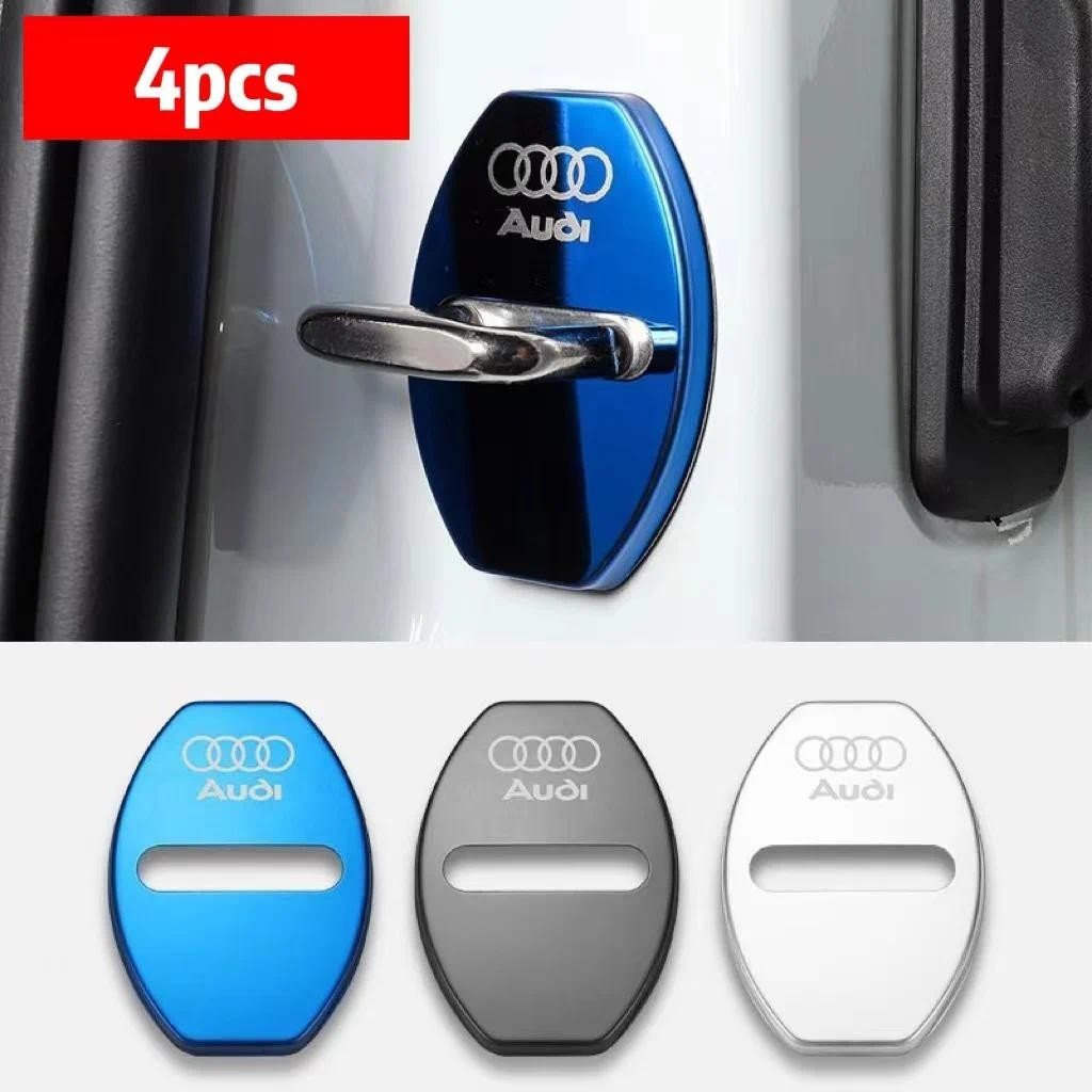 4pcs รถประตูล็อคป้ายสติกเกอร์สําหรับ Audi A3 A4 B8 8P B9 8V B6 A5 B7 A1 A6 C6 Q3 Q5 C7 I8 kuga อุปกร
