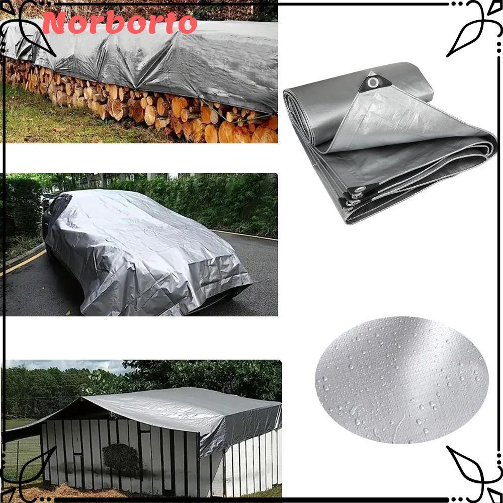 NORBORTO ผ้าใบกันน้ํา PE, กันสาดกลางแจ้ง Camping เต็นท์ Mat ผ้ากันฝน, 2mX3m Sun Shade เรือรถรถบรรทุก