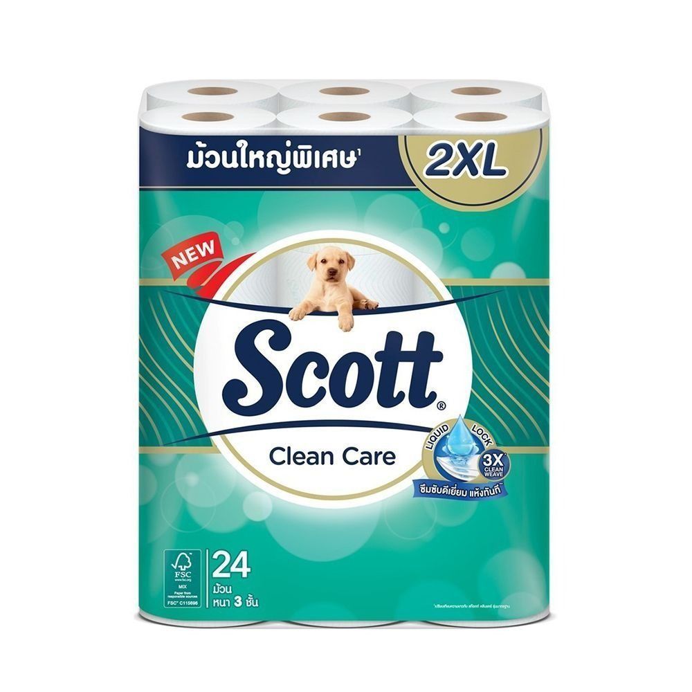 [สินค้าส่งด่วน] สก๊อตต์คลีนแคร์ยาวพิเศษ 24ม้วน SCOTT CLEAN CARE XXL ROLL SIZE 24 ROLLS