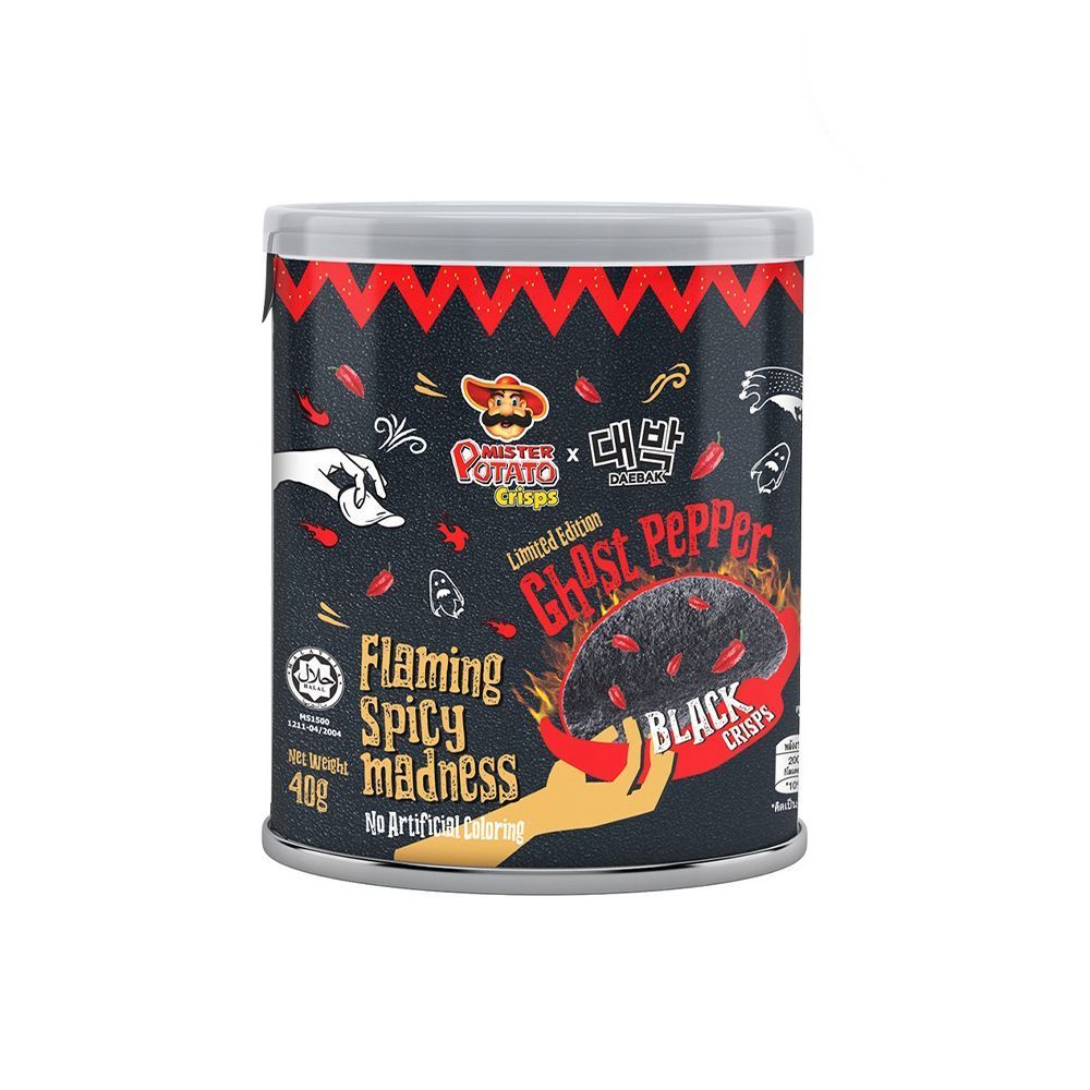 มิสเตอร์โปเตโต้แบล็คคริสป์โกสเปปเปอร์ 40 กรัม MISTERPOTATO BLACK CRISPS GHOST PEPPER 40G.