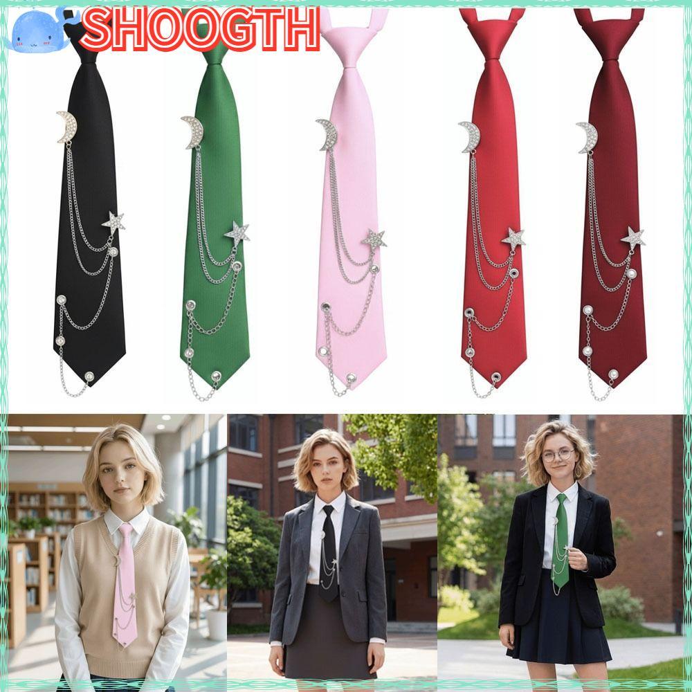 SHOGTH JK Uniform Tie, Star Chain ปรับ Pre ผูกเนคไท,ญี่ปุ่น Vintage Vintage สไตล์วินเทจผู้หญิงเนคไทสําหรับผู้ชายผู้หญิง