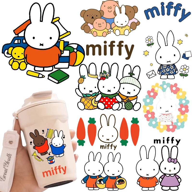 Miffy การ์ตูนคริสตัล UV Transfer พิมพ์สติกเกอร์พิมพ์เย็นสติกเกอร์กาวกันน้ําโปร่งใส DIY ถ้วยฉนวนเคสโทรศัพท์และสติกเกอร์สร้างสรรค์อื่นๆ