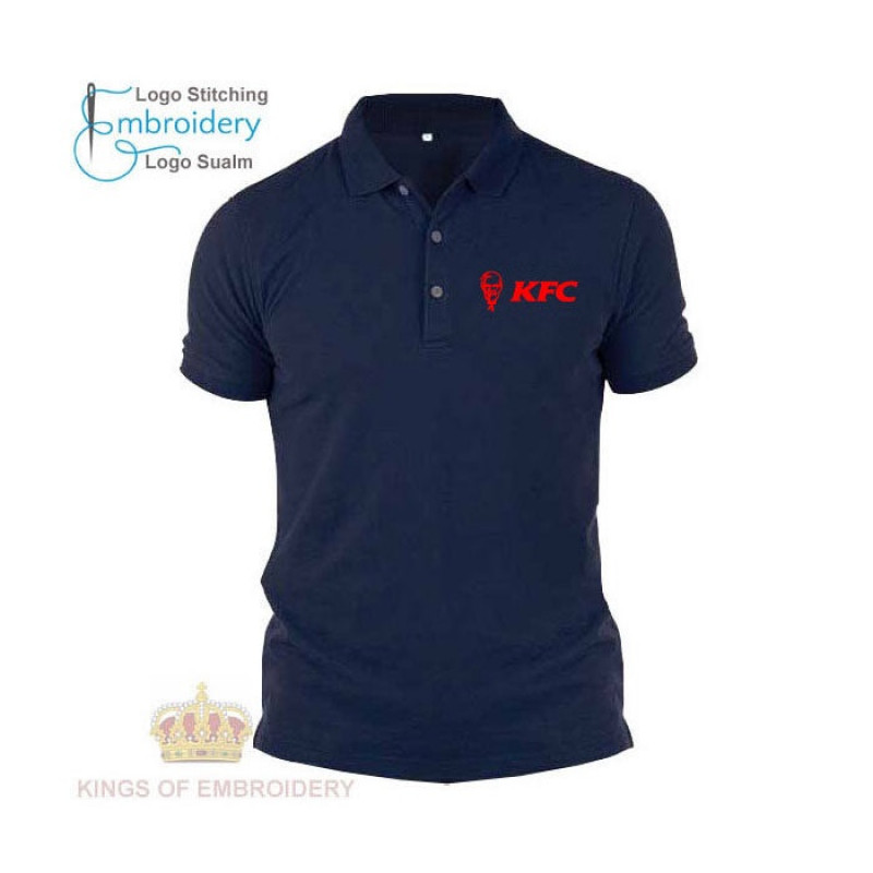 ในสต็อกเสื้อโปโลผู้ชาย Baju โลโก้เสื้อโปโล KFC Fast Food Collonel แผ่นไก่ผู้ชายและผู้หญิงชุดทํางาน H