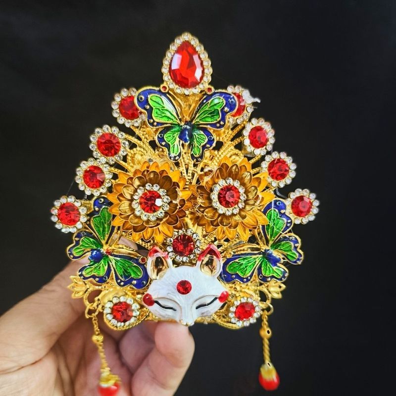 High-End Hu Huang Changmang Head Crown Handmade Phoenix Crown Headdress 33-40 ซม.พระเจ้า Heavy Elega