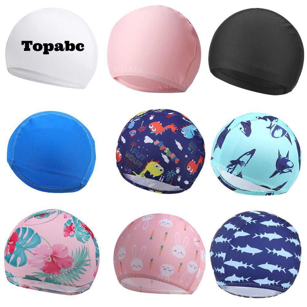 TOPABC หมวกว่ายน้ํา Sharks จระเข้เด็กเด็กเด็กผู้หญิงหมวกอาบน้ํา