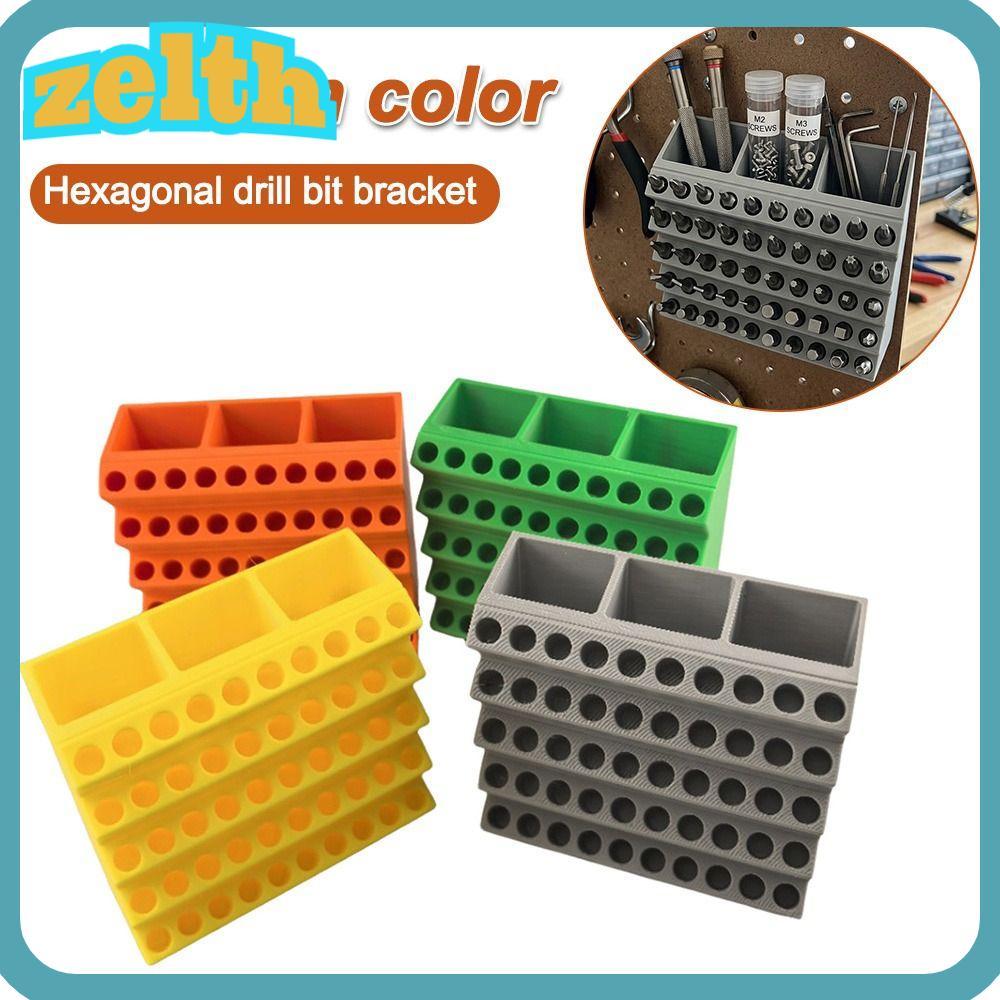 ZELTH ที่วางดอกไขควง, ประหยัดพื้นที่ 50 หลุมเจาะ Bits Organizer, เจาะพลาสติกจัดเก็บง่ายไขควงชั้นเก็บ Workshop