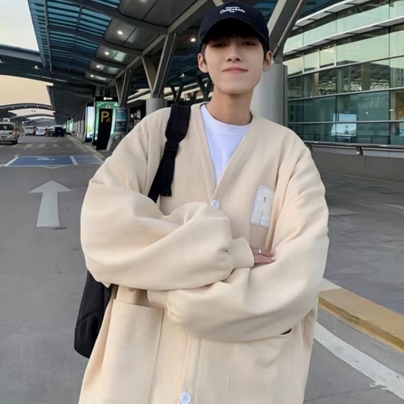 UNGU JN คาร์ดิแกน - CARDIGAN ขนาดใหญ่ (S - 6XL) แจ็คเก็ต Cardi R โลโก้ LETTER (สามารถขอเริ่มต้น) เกา