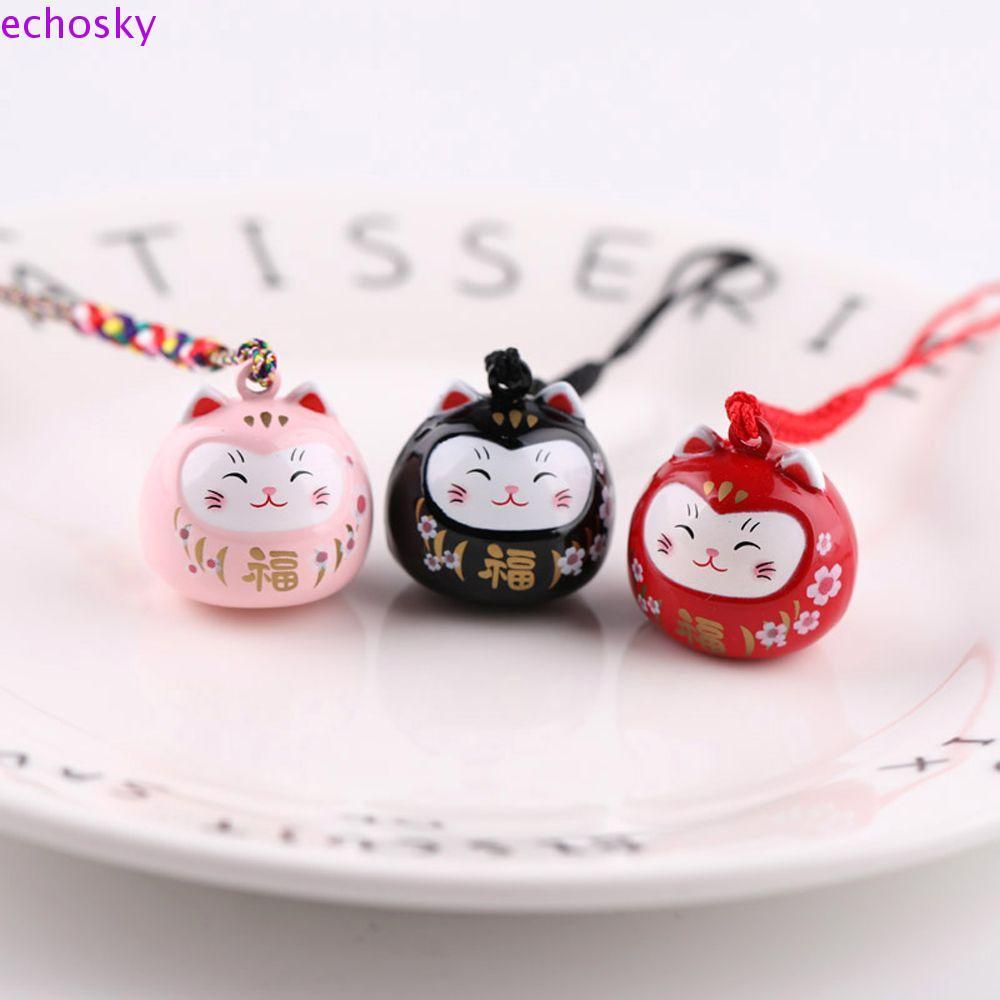 ECHOSKY Lucky Cat พวงกุญแจกุญแจรถการ์ตูนตกแต่งกระเป๋าน่ารักใหม่