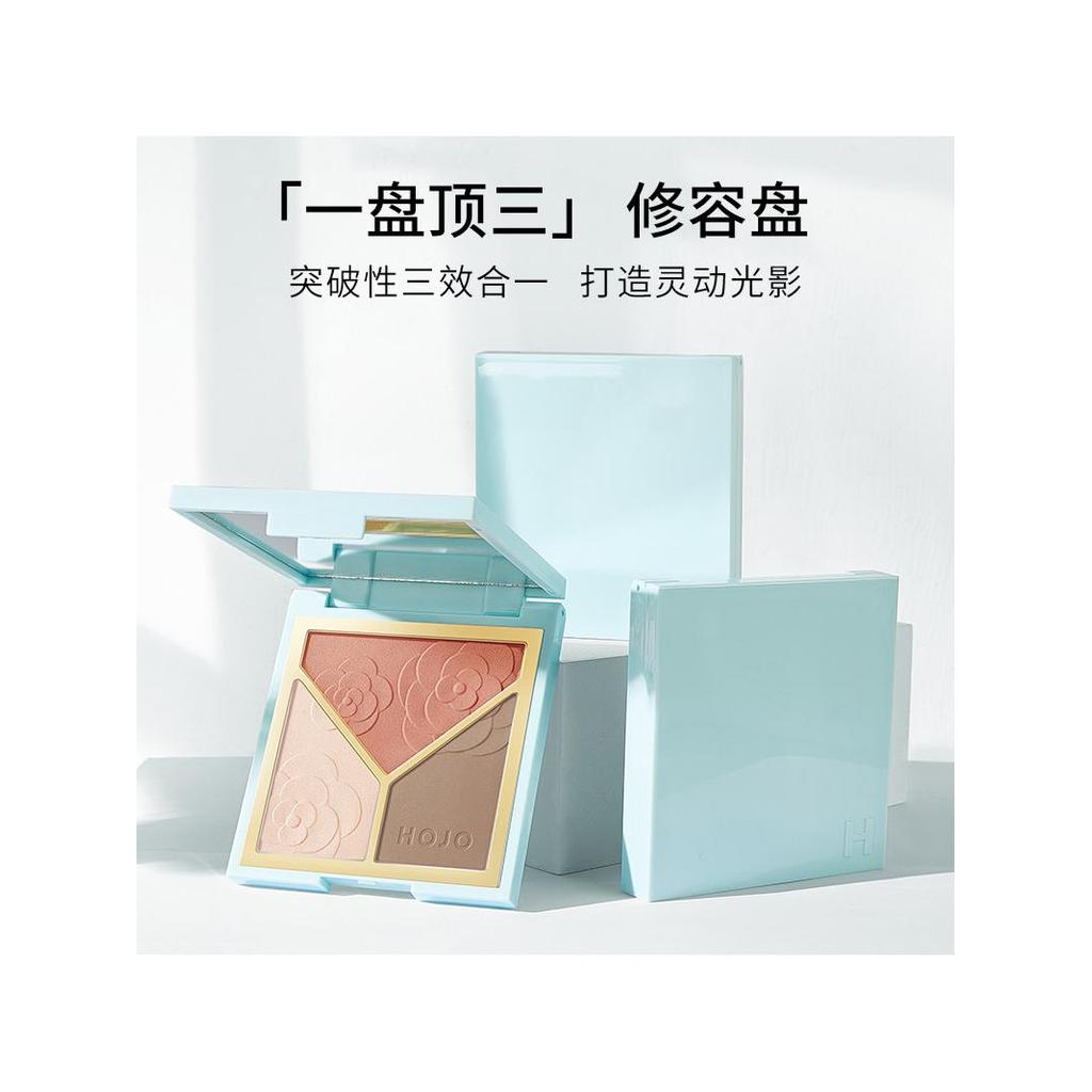 คอนทัวร์หน้า คอนทัวร์ HOJO สามมิติสามสี High Gloss Contouring Palette Glitter Matte Nose Shadow Shad