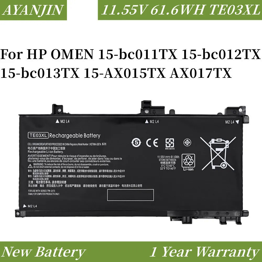 61.6WH TPN-Q173แบตเตอรี่แล็ปท็อปสำหรับ HP OMEN 15-bc011TX 15-bc012TX 15-bc013TX TE03XL HSTNN-UB7A 84