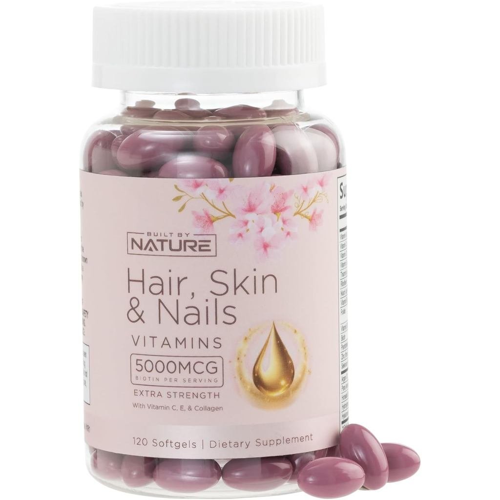 ผิวผมและเล็บวิตามิน – 5000mcg ไบโอตินพร้อมวิตามินซี, E, คอลลาเจน, กรดไฮยาลูโรนิก, อาร์แกน & น้ํามันม