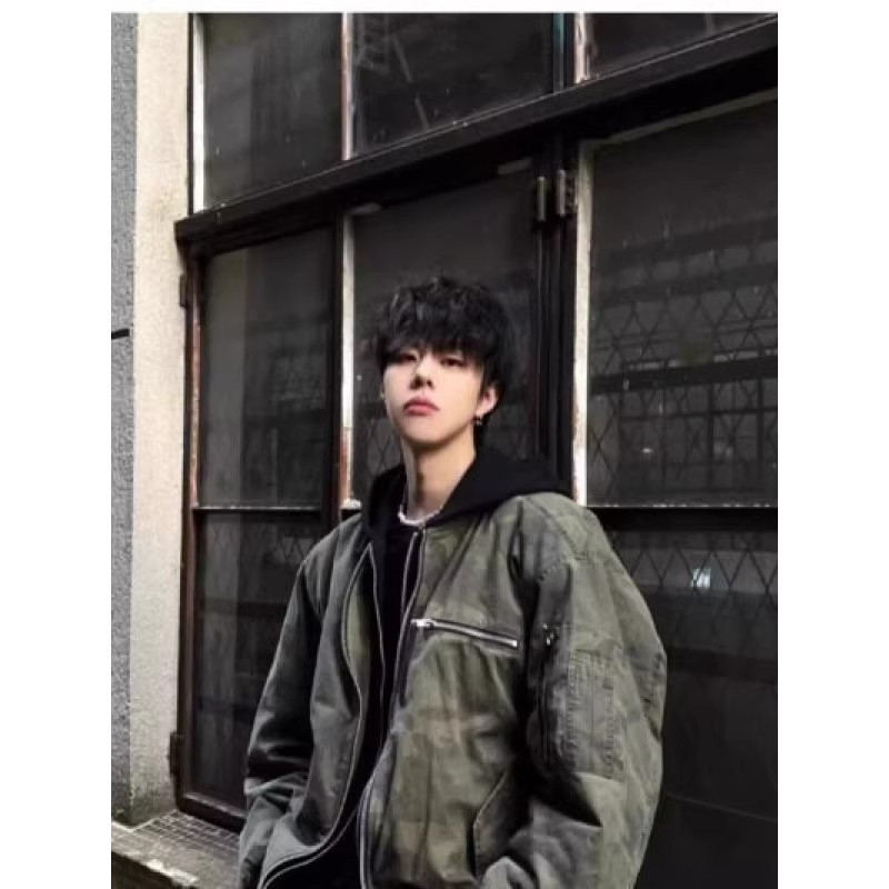 American Bomber Camouflage Top Mens Winter ma1 Bomber Jacket Hooded เสื้อแจ็คเก็ตชุดเบสบอลสองชิ้นปลอ