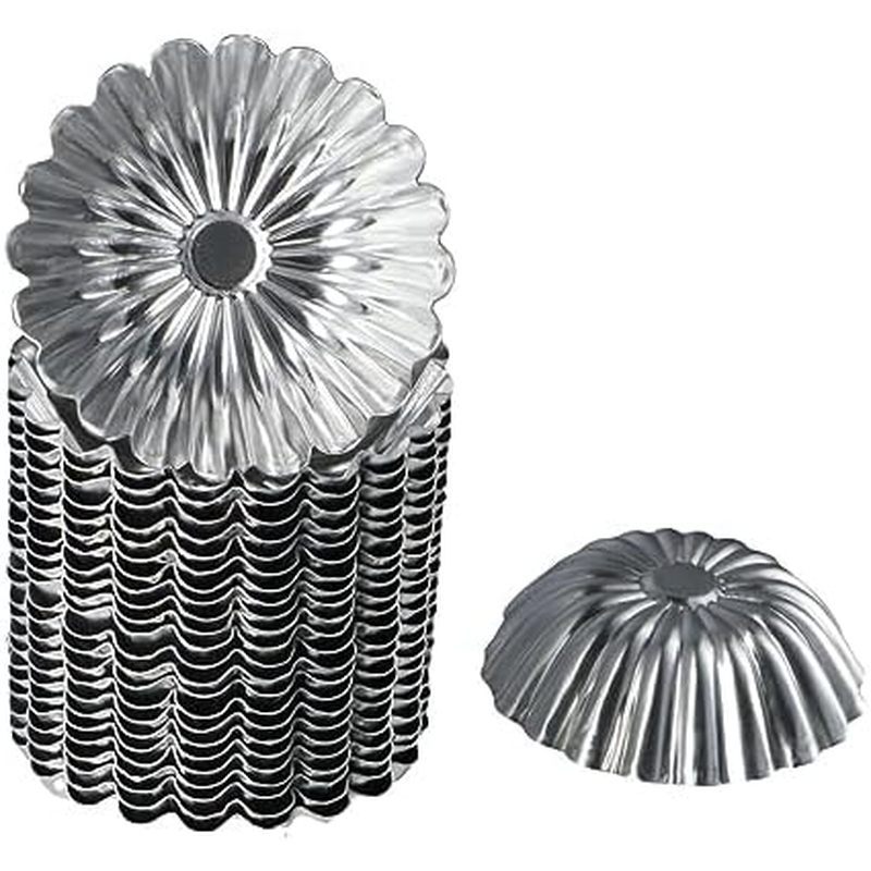 Leadigol 25Pcs Mini Aluminum Alloy Tart Molds, Mini Pie Tartlet Cupcake Cake Muffin Mould, Tin Pan C