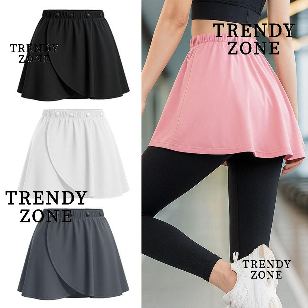 TRENDYZONE กระโปรงบัลเล่ต์, กระโปรงเต้นรําระบายอากาศ Hemไม่สมมาตร, ทนทานด้านข้าง Slit เอวสูงเต้นรําห่อกระโปรงผู้ใหญ่