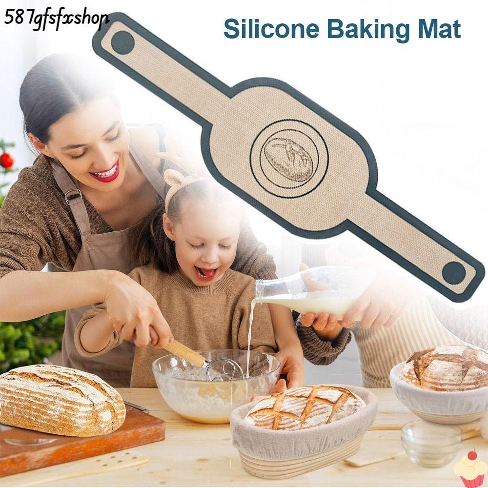 SWEETHOME แผ่นรองอบซิลิโคน, แผ่นเตาอบเบเกอรี่ด้ามยาว, ทําความสะอาดง่าย Bakeware รูปไข่ไม่ติดขนมปังสลิงครัวเบเกอรี่