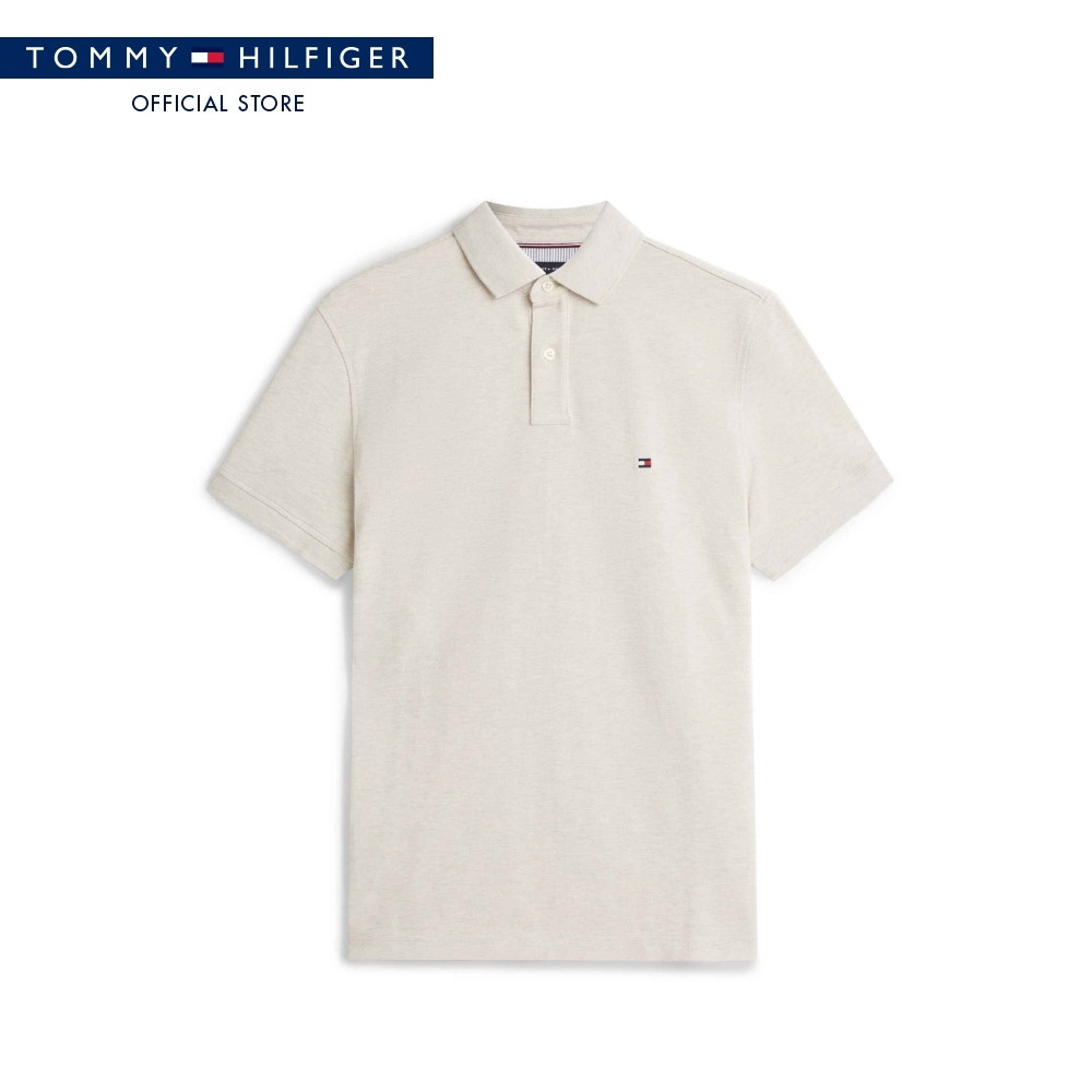 Tommy Hilfiger เสื้อโปโล ผู้ชาย รุ่น MW0MW32346 HCX - สีเบจ ทรง Regular