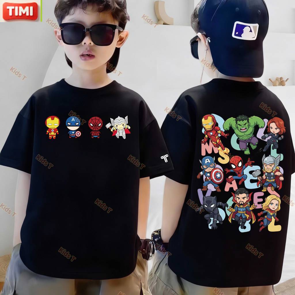 【จัดส่งไทย】TIMIเสื้อ marvel ร้าน เกาหลี เสื้อเด็ก ผลิตจากผ้าฝ้าย 100% พิมพ์ลาย avengers เหมาะ เด็กผู้ชาย และ เด็กผู้หญิง