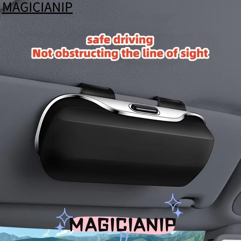 MAGICIANIP ที่ใส่แว่นกันแดดในรถยนต์, กล่องแว่นตาในรถยนต์มัลติฟังก์ชั่นสวิตช์กด, ที่วางเลนส์รถยนต์กันกระแทก