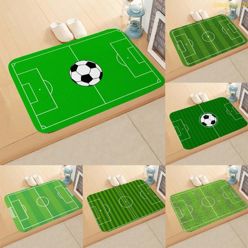 Weroyal Football Field Ground Mat Decor Washable Kitchen Rug Flannel Anti-skid Mat