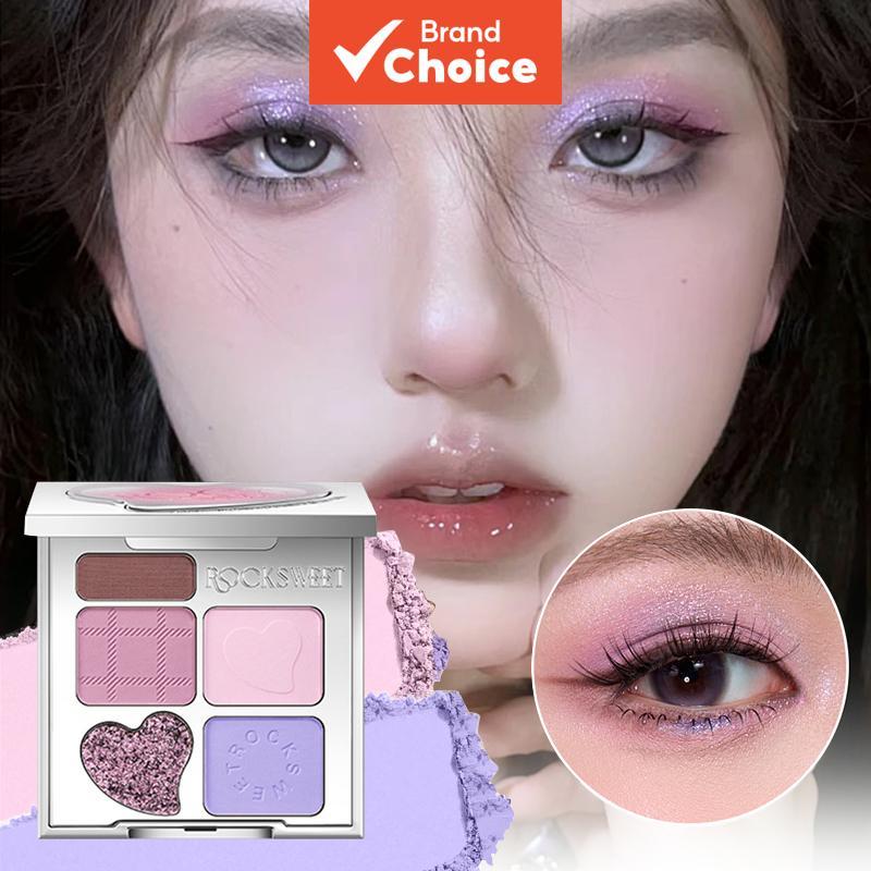 ROCK SWEET พาเลตต์อายแชโดว์และคิ้ว 5 สี โทนกลางแมตต์ มีไฮไลท์ในตัว กันน้ํา ครบจบในตลับเดียว