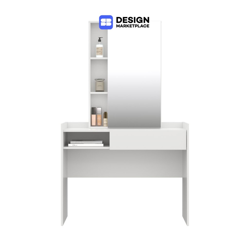 SB Design Square โต๊ะเครื่องแป้งแบบนั่ง รุ่น Melda สีขาว (100X45X165 ซม.)  แบรนด์ KONCEPT FURNITURE