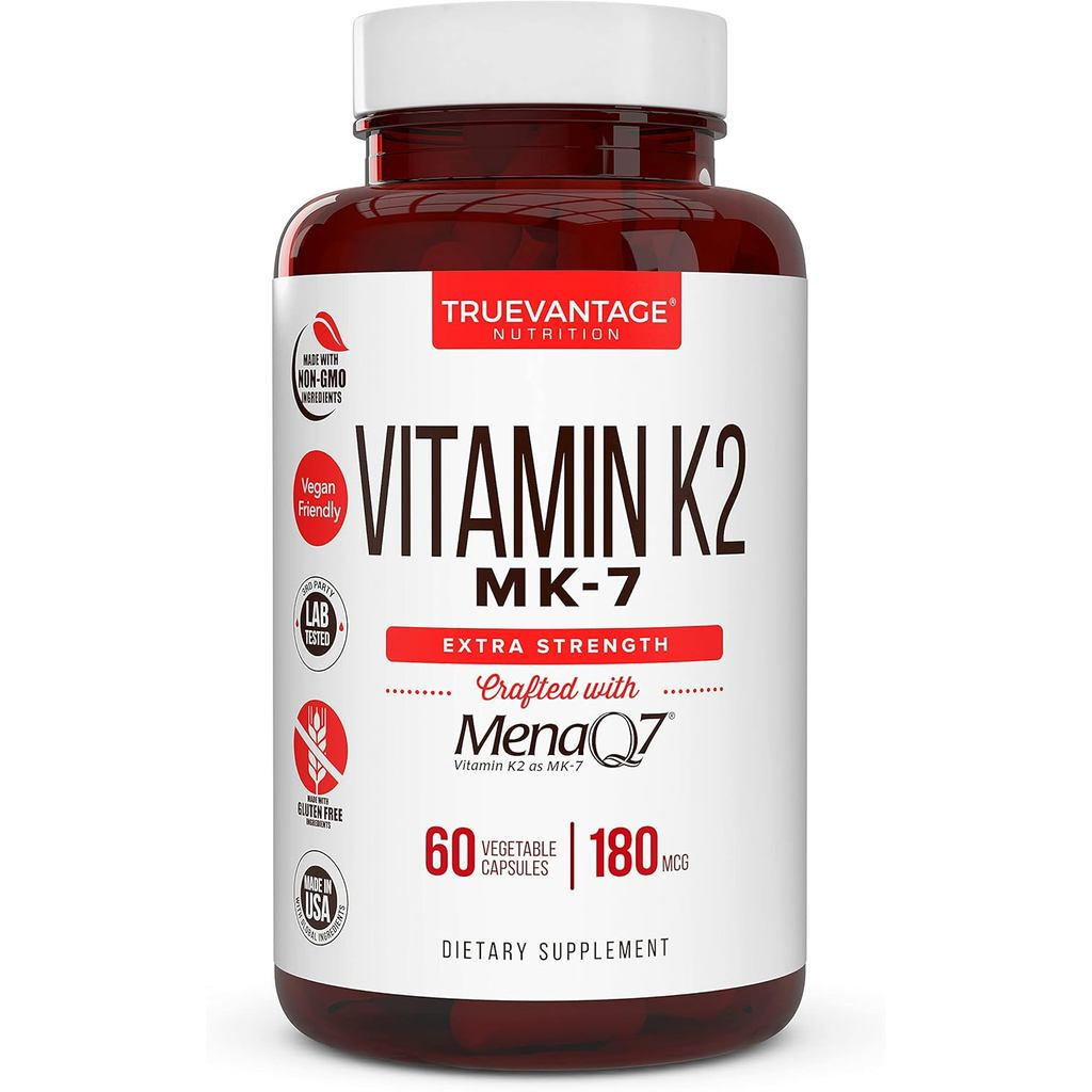 วิตามิน k2 MK-7 180mcg - วิตามิน K2 รองรับและสุขภาพหัวใจสําหรับการดูดซึมแคลเซียมของหลอดเลือดแดง- 60 