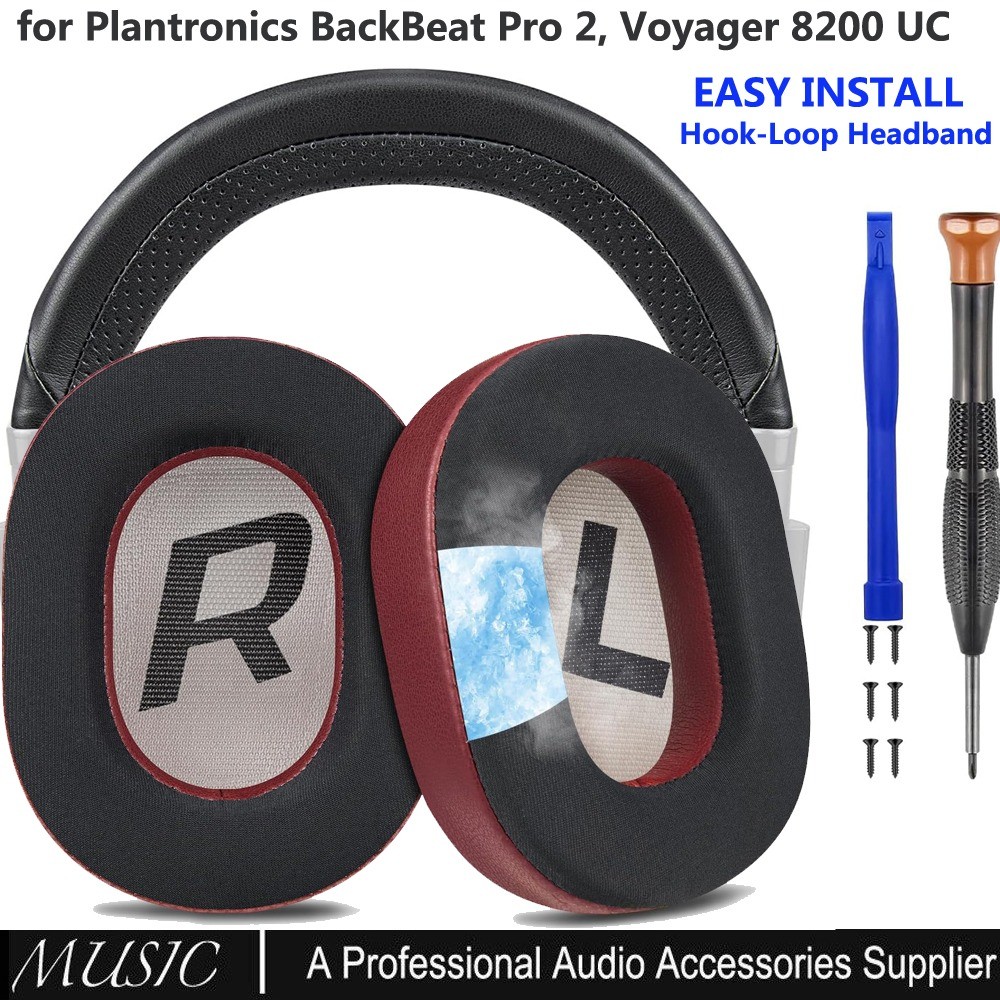 Cooling-Gel Earpads + ที่คาดผมสําหรับ Plantronics BackBeat Pro 2, Voyager 8200 UC หูฟัง, เปลี่ยนแผ่นรองหูฟังเบาะ Headstrap Pad