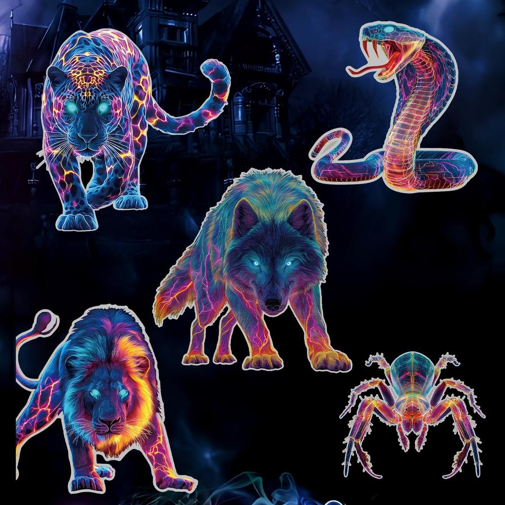 เรืองแสงใน Dark Neon สติกเกอร์สัตว์ Lion Spider Wolf Cobra เสือดาวไวนิล Decals กันน้ําสําหรับรถจักรย
