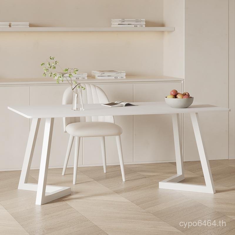 Simple Pure White Light Rock โต๊ะคอมพิวเตอร์โมเดิร์น Board Small Apartment Luxury โต๊ะสํานักงานสีขาว
